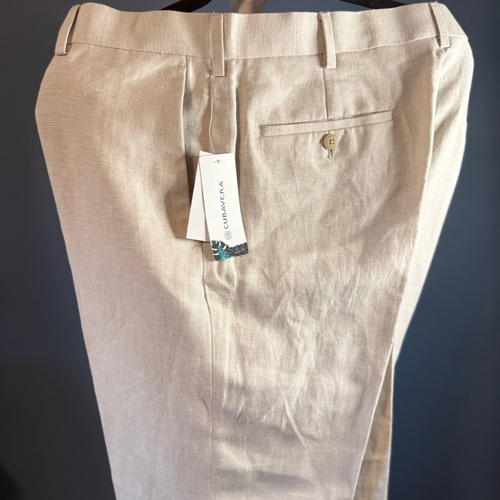Cubanera Linen’s Men's Cream Pants - Picture 3 of 3